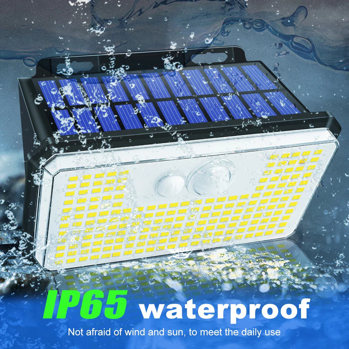 Carvallo 197 Solar Vägglampor Set | 2 stycken | 197 LEDs | 3 lägen | IP65 Vattentålig | Rörelsesensor | Utomhusbelysning för Trädgård, Gård & Terrass Carvallo