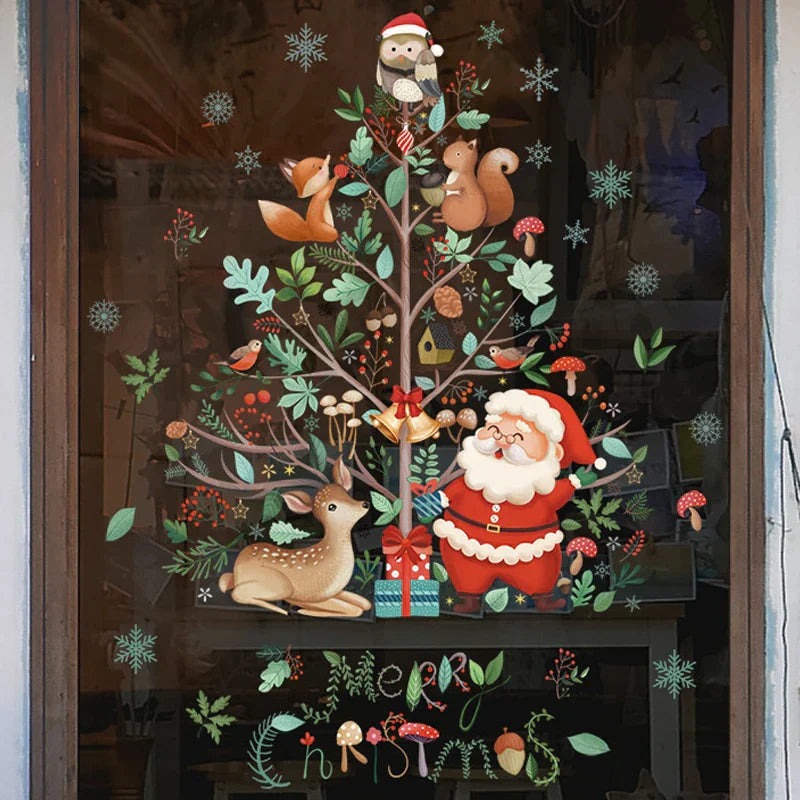 Fönsterdekoration - Festlig dekoration med jultomte och djur för en mysig jul Carvallo