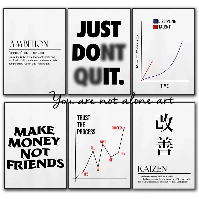 Disciplin & Motivation – Minimalistisk Citatposter på Canvas Hemnix