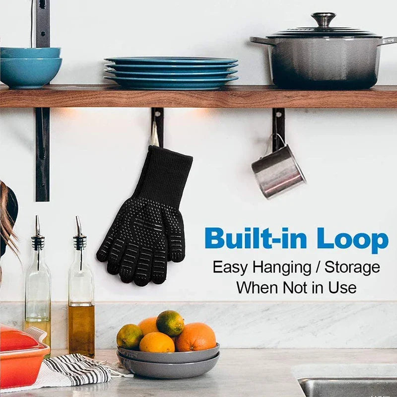 Carvallo Värmebeständig Grillhandske | Silikon & Bomull | Rutschfri & eldsäker upp till 800 °C | För Grill, Ugn & BBQ | 1 Styck Carvallo