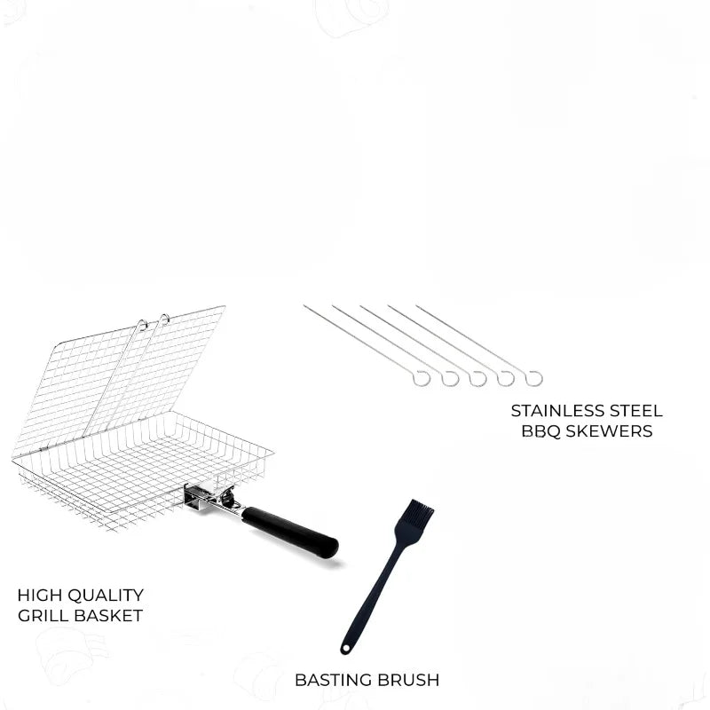 Carvallo | Bärbart grillgaller med handtag | Ideal för fisk, grönsaker & räkor | Rostfritt stål Carvallo