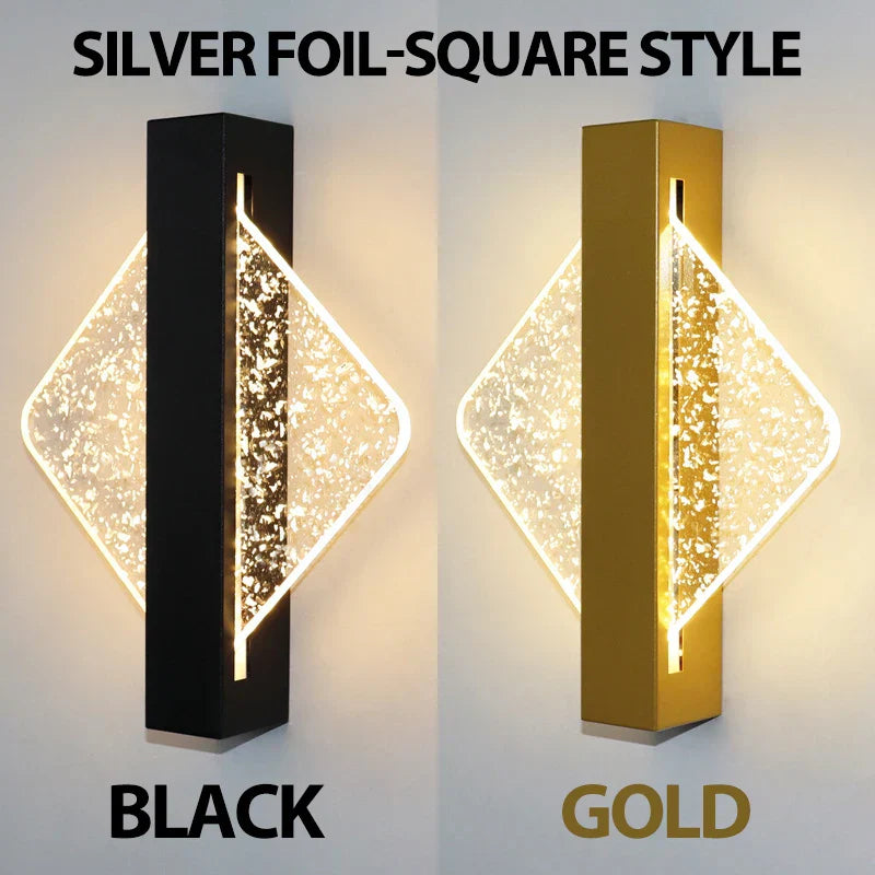 Modern LED Vägglampa med Guldblad Finish – Akryl Väggsconse för Inomhus Sovrum och Vardagsrum Belysning Carvallo