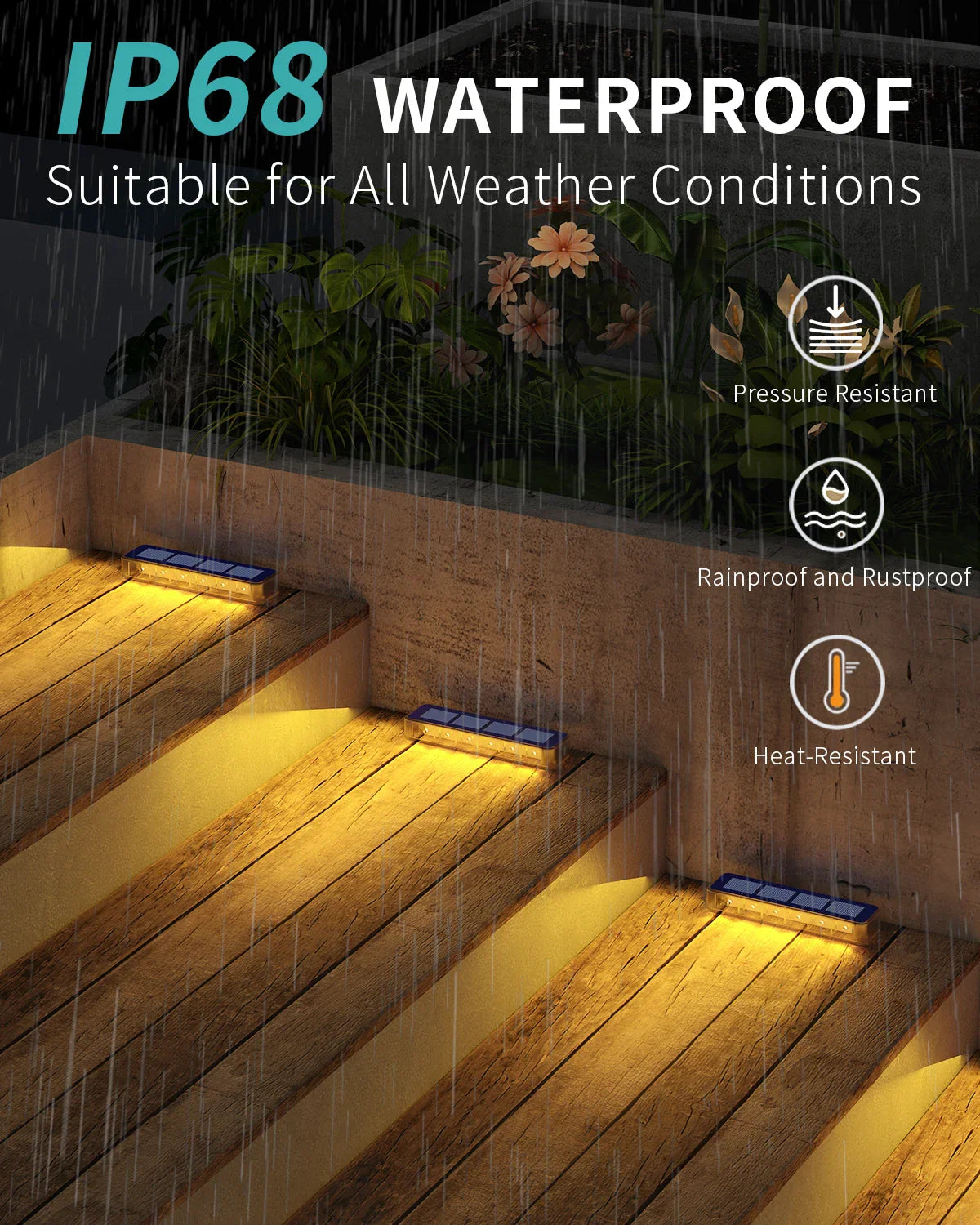 Carvallo StepLine Solar Golvljus 6-pack | Varmvit | IP68 Vattentät | LED-Trapp- & Vägbelysning | För Utomhusområden Carvallo
