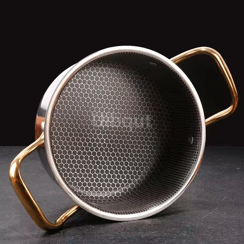 Royallure 30 cm Rostfritt Stål Stekpanna med Lock Honungskomb Wok för Alla Spisar Carvallo