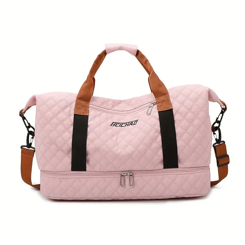 Carvallo resväska med skofack | Stort utrymme & argyle-design | Weekender i nylon för sport, korta resor & vardag Carvallo