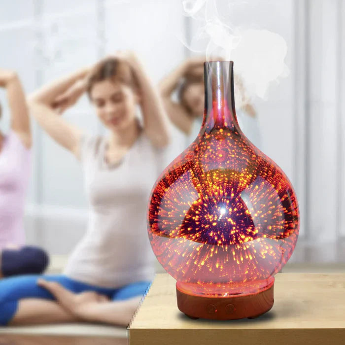 Aromadiffusor med 3D-glasdesign – LED-färgbyte & doftolje-funktion Carvallo