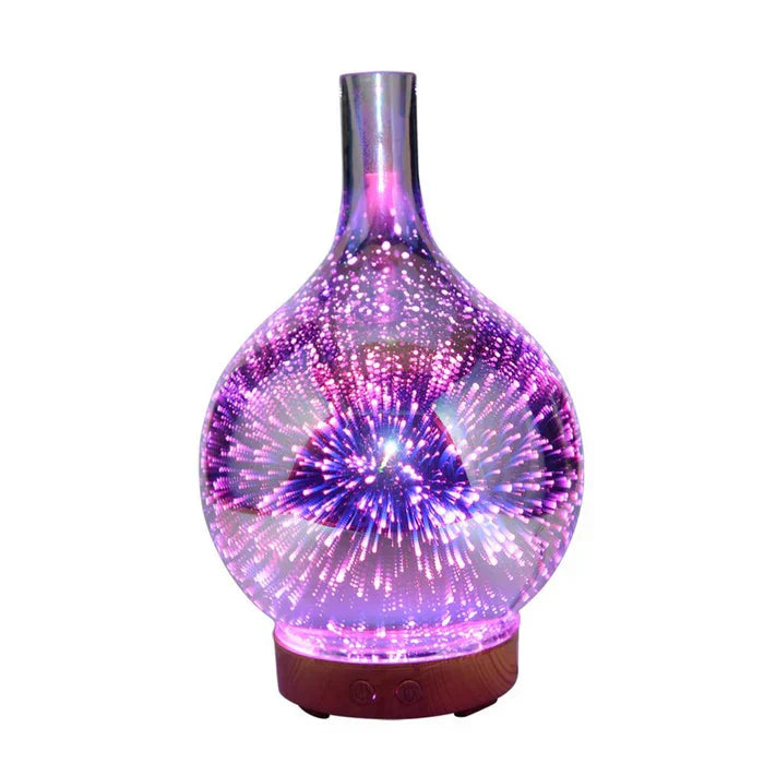 Aromadiffusor med 3D-glasdesign – LED-färgbyte & doftolje-funktion Carvallo