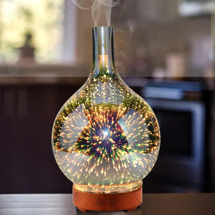 Aromadiffusor med 3D-glasdesign – LED-färgbyte & doftolje-funktion Carvallo