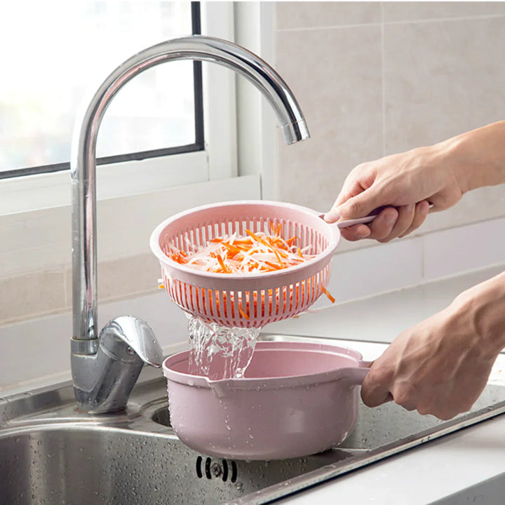 Multifunktionell grönsakshyvel med sil – 3-i-1 köksrivare för grönsaker och frukter | Praktisk köksassistent med uppsamlingsskål Carvallo