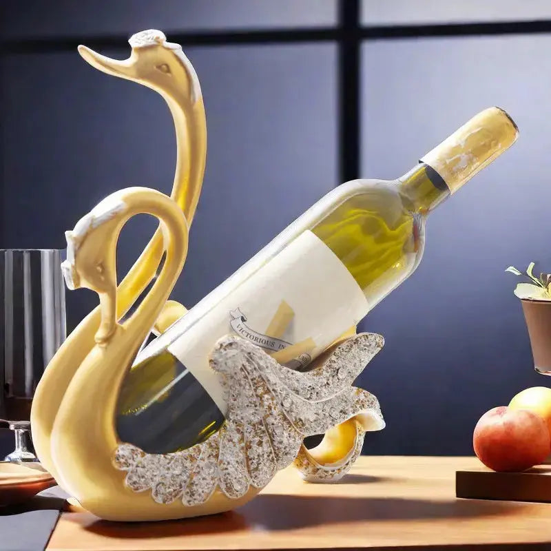 Elegant Swan-vinställ - Konstnärlig flaskhållare för snygg heminredning MILA Sverige