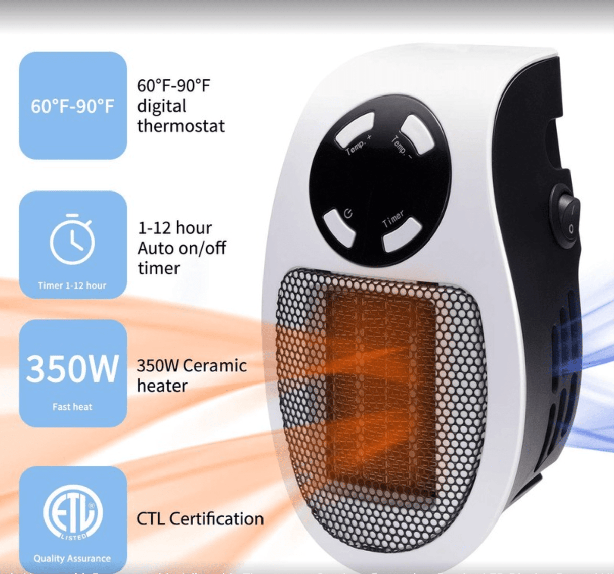 HeatWave – Kompakt elektrisk värmare med fjärrkontroll MILA Sverige