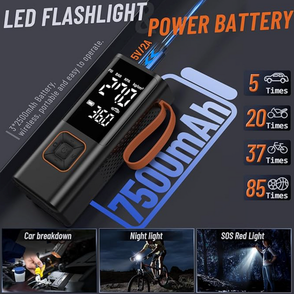 Trådlös Bärbar Luftkompressor för Bil, Motorcykel, Cykel & Boll Carvallo