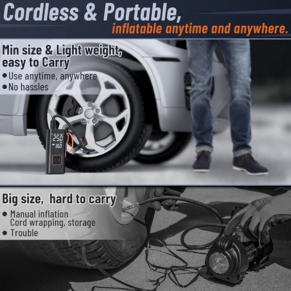 Trådlös Bärbar Luftkompressor för Bil, Motorcykel, Cykel & Boll Carvallo
