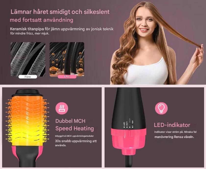 StylePro – 4-i-1 Varmluftsborste för Fön, Volym och Styling | Smidig Hårstyling med En Enhet-Hot Air Brushes-BB-Hemnix
