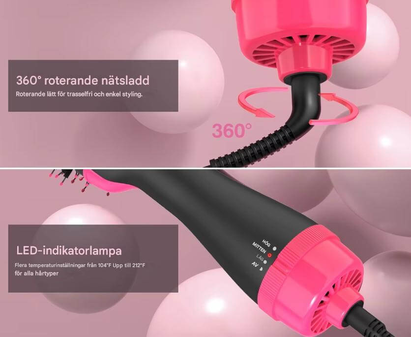 StylePro – 4-i-1 Varmluftsborste för Fön, Volym och Styling | Smidig Hårstyling med En Enhet-Hot Air Brushes-BB-Hemnix