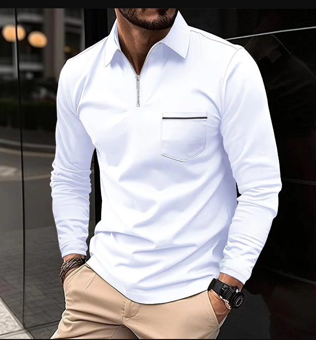 Herr Långärmad Poloskjorta Klassisk Bomull Hemnix