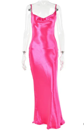 Maxiklänning Dam Ryggfri Satin Klänning Spaghettirem Elegant Hemnix