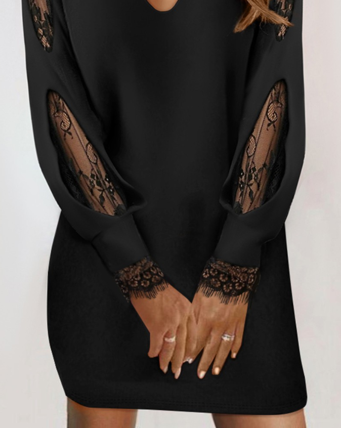 Dam Kort Klänning Avslappnad Spetsdetalj i 100% Bomull - Perfekt Sommarklänning-Kvinnors Klänningar-Hemnix-Hemnix