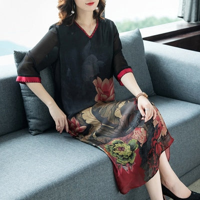 Klänning i äkta mjukt silke-Clothes for women-Hemnix-Svart-L-Hemnix