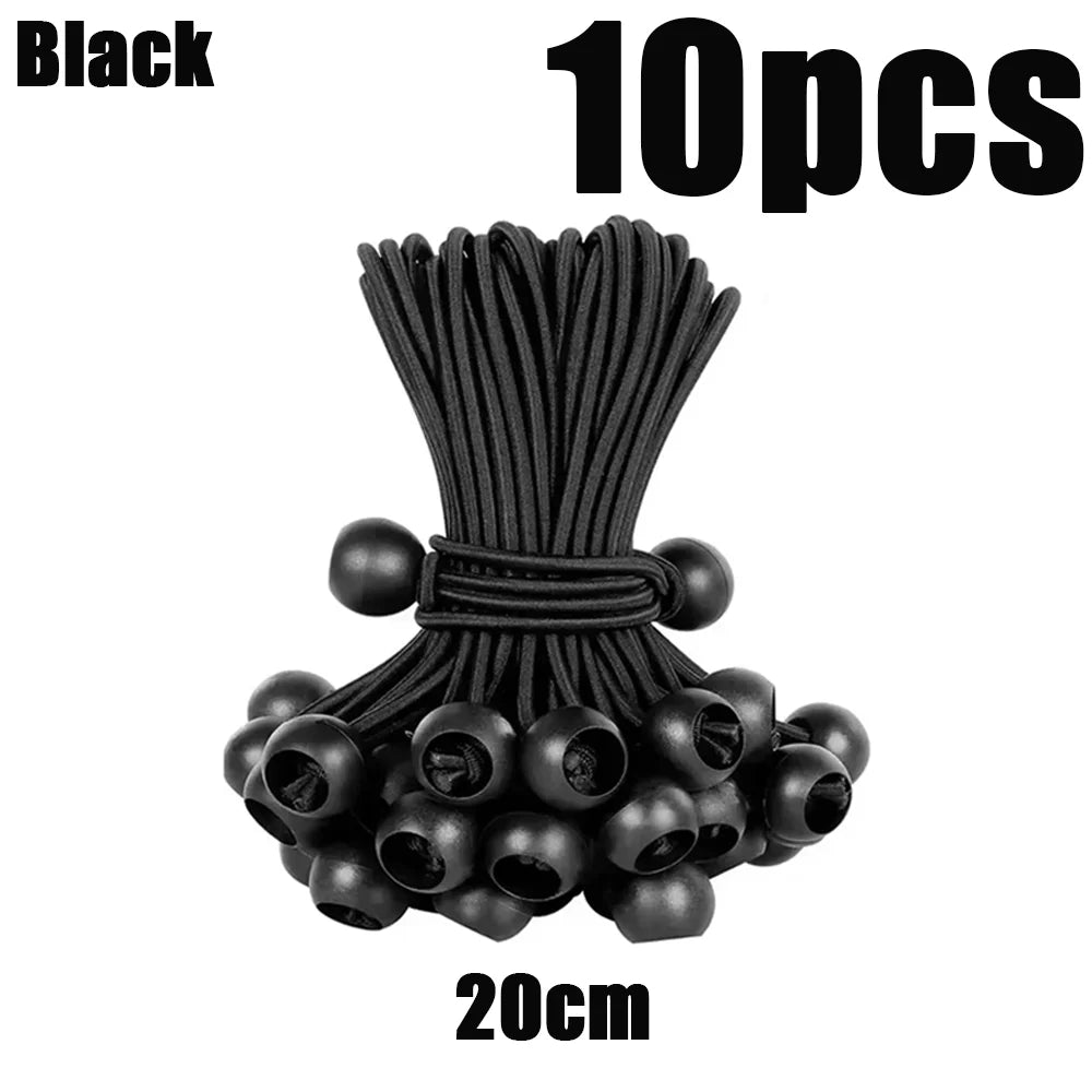 Carvallo Gummispannseile med kulhuvud | 10-pack | Elastisk fäste för presenningar, solsegel & tältaccessoarer Carvallo