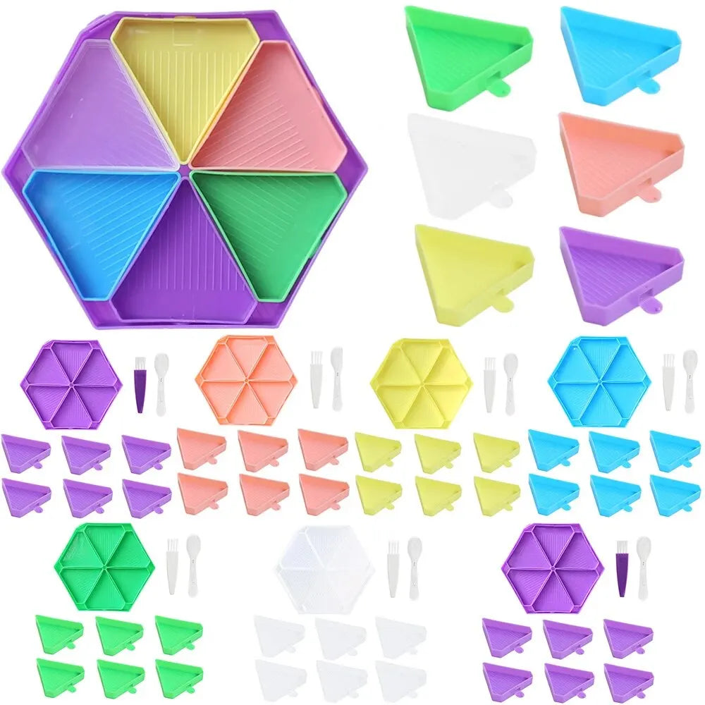 Carvallo 6-Fack Palettset | Sexkantig Diamond Painting-skål | Organizer för stenar & pärlor | Inklusive sked & borste Carvallo