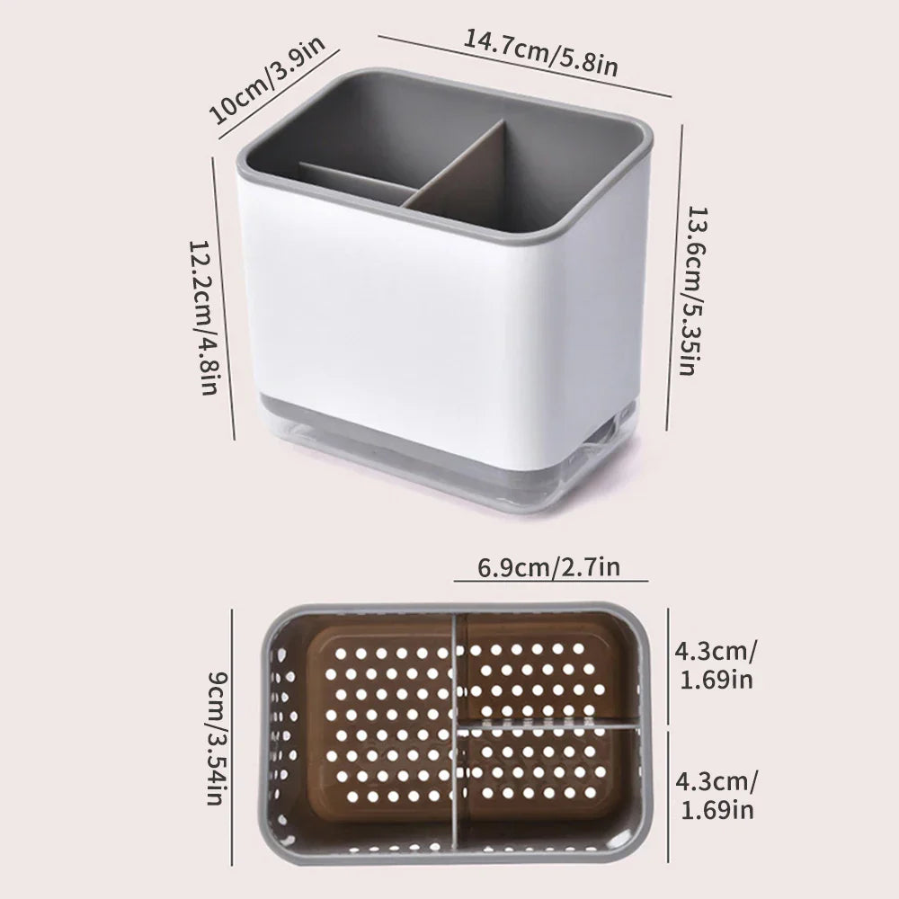 Carvallo Organizer Multifunktionell Bestickhållare med Droppfunktion | Kök-Organisator för Skedar, Gafflar & Pinnar | 12 × 8 × 14 cm Carvallo