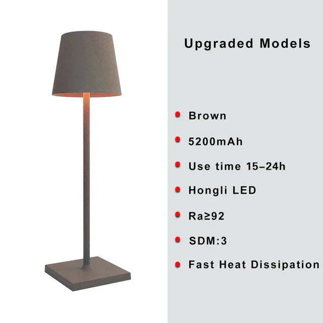 RoyaleGlow Trådlampa - USB-laddningsbar vattentät bordslampa med touch-knapp Carvallo