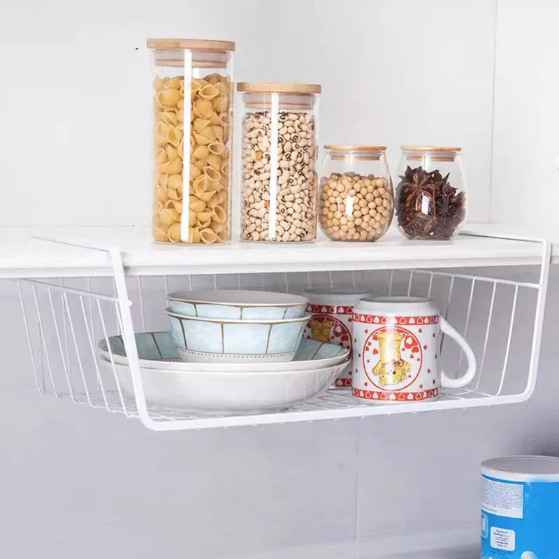 Carvallo Hängekorb | Underhylla förvaring | Metallgaller i svart/vitt | För kök, skåp & kontor Carvallo