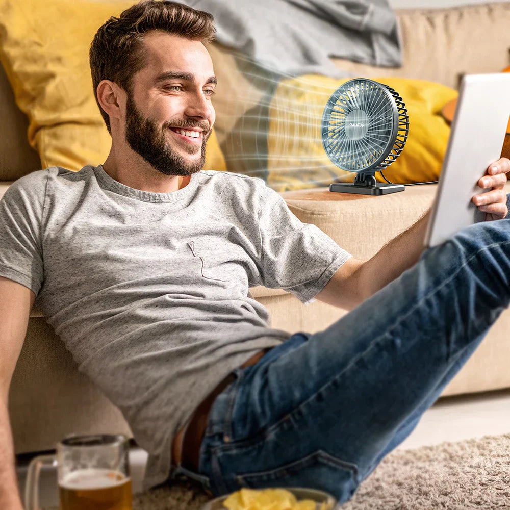 Carvallo USB bordfläkt | 3 hastigheter | Kompakt & Tyst | Ideal för kontor, bil & resor Carvallo