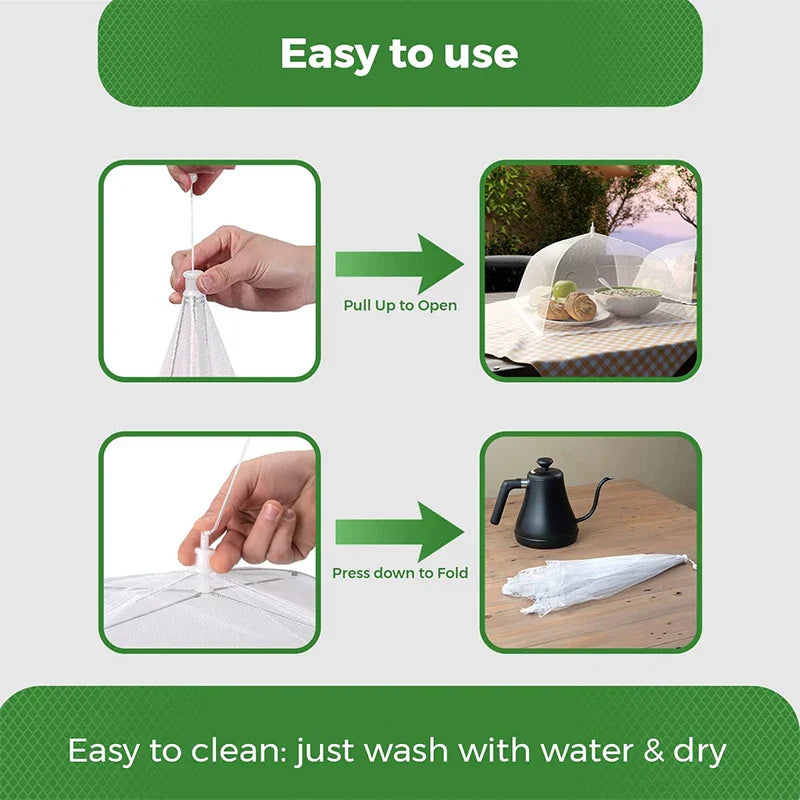 Carvallo Fällbar skyddshuv för livsmedel | Återanvändbar & Andningsbar | Insektsnät för utomhus & kök | Lätt & Platsbesparande Carvallo