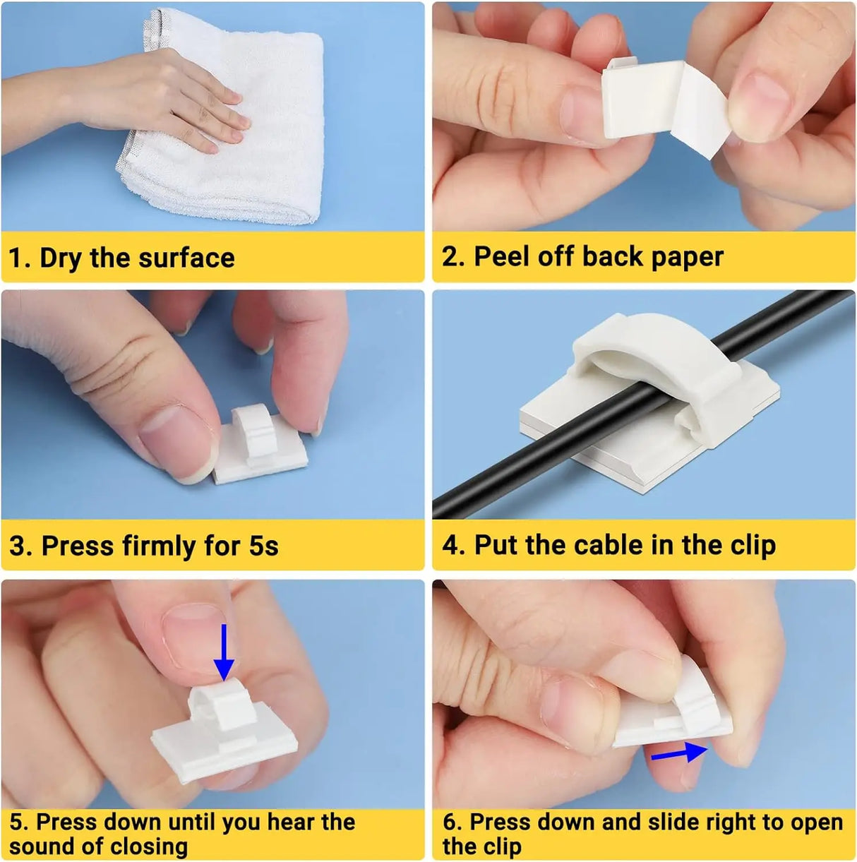 Carvallo Set WireTidy | 30-90 delar | Självhäftande & flexibel | För skrivbord, PC & laddkablar Carvallo