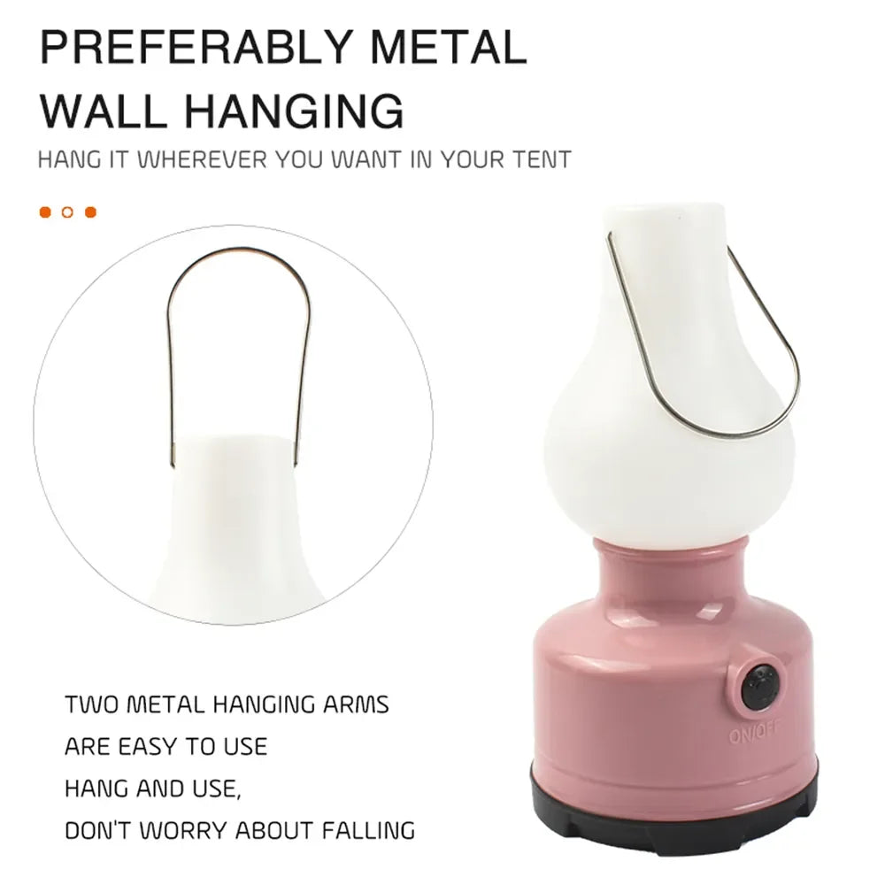 Carvallo CampLight | Bärbar utomhuslampa | 2 ljuslägen & vattentålig | För tält, vandring & trädgård – Grön/Rosa Carvallo