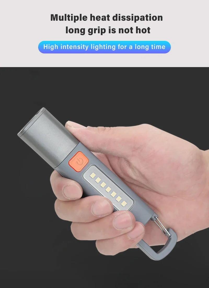 Carvallo LED ficklampa | USB-C uppladdningsbar | Superljus med COB-läge & krok | Zoombar & vattentät Carvallo