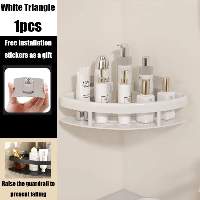 Carvallo Pro | Hörnduschhylla utan borrning | Aluminium | Rostfritt & Hållbart | Badrregal i Svart, Vitt, Silver eller Svart-Guld Carvallo