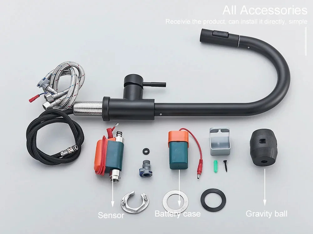 Royallure Touch-Sensor Utdragbar Kökspip – Handsfree Flöde, Svängbar Spruta & Germ-Säker Carvallo