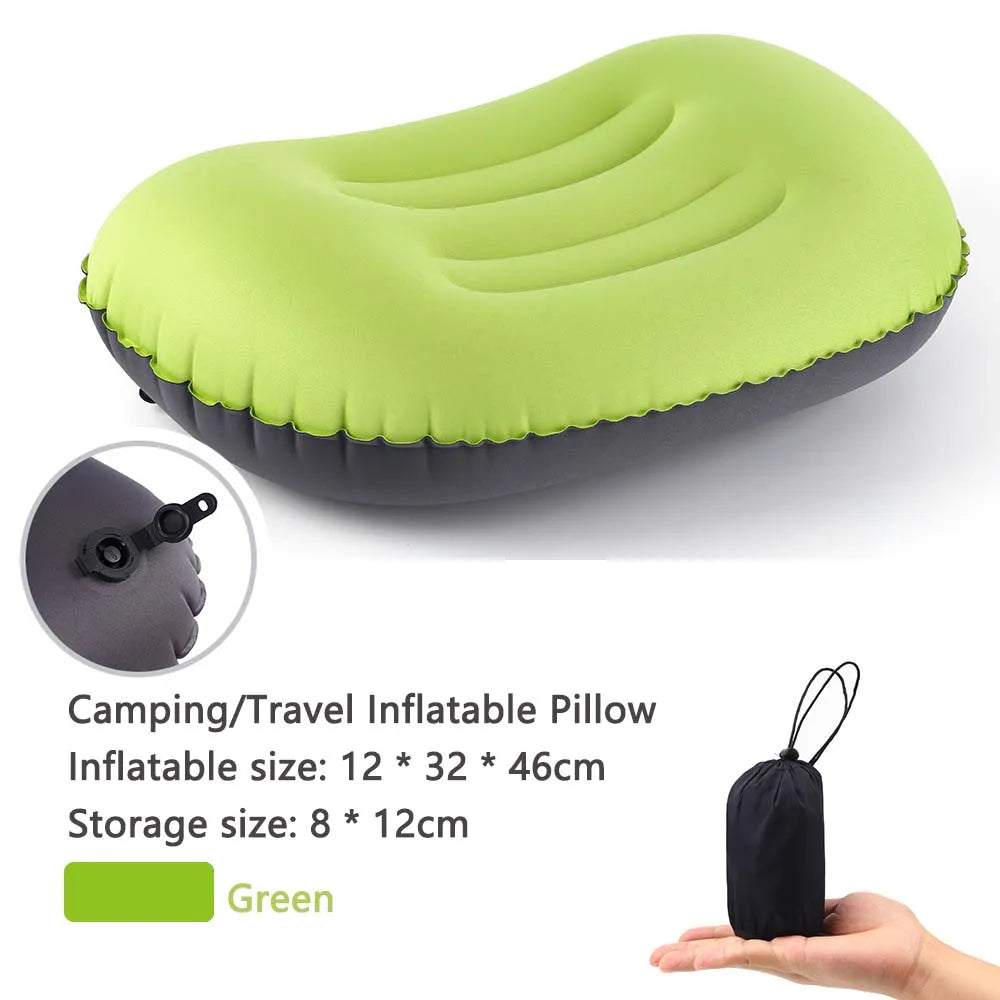 Carvallo Uppblåsbart Utomhus kudd | Komprimerbar & Fällbar | Nackstöd för Camping, Vandring & Resor Carvallo
