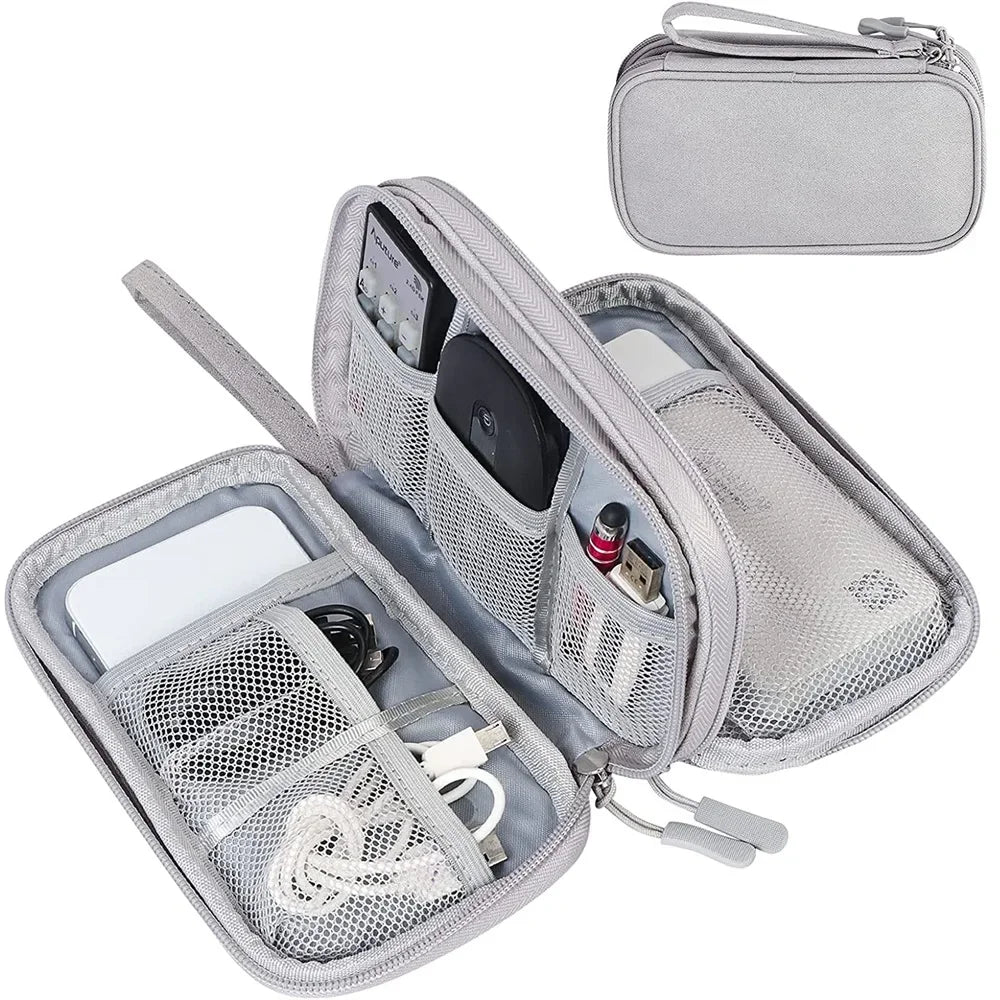 Carvallo PackSafe Elektronik Organizer Väska | 2-lager & vattentät | För kablar, laddare, USB & tillbehör | Kompakt & bärbar Carvallo