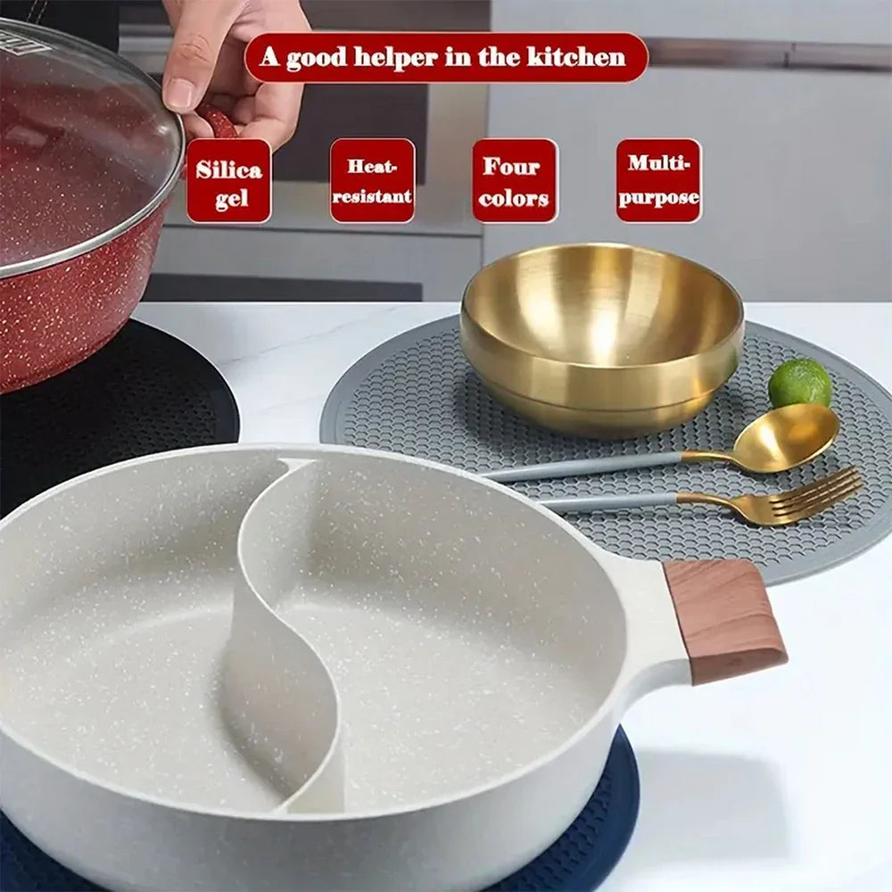 Carvallo-underlägg HexaGrip 25 | Ø 25 cm | Värmebeständig bikake-matta | Rutschfri & flexibel | För kastruller, stekpannor & tallrikar Carvallo