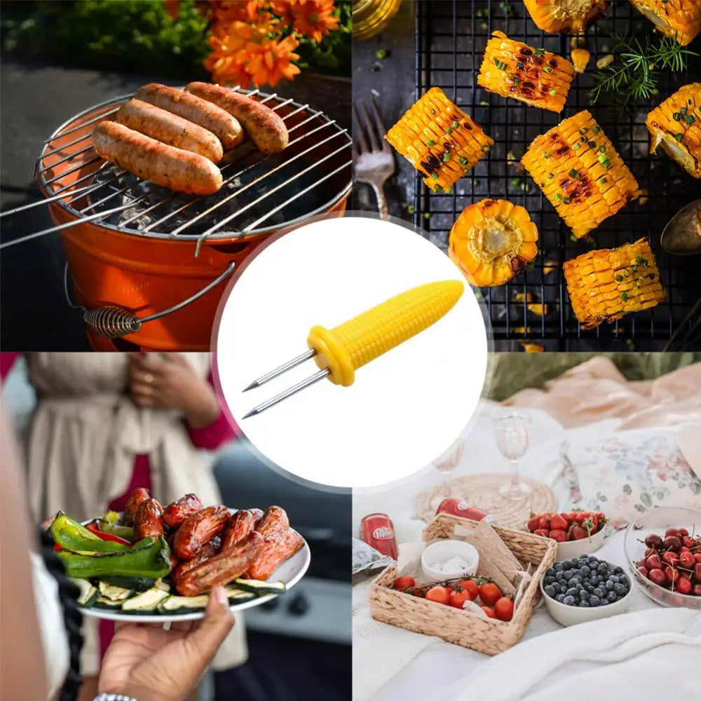 Carvallo rostfritt stål majsgafflar set | Värmetålig & Återanvändbar | För grill, camping & kök | 6 × 2 cm Carvallo