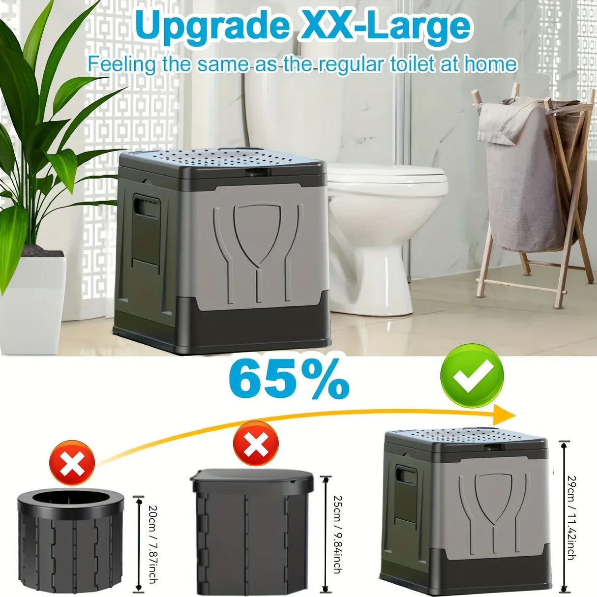 Carvallo Campingtoalett Camploo XL | Bärbar med lock | Extra Stor & Stabil | För Utomhus, Resa & Båt Carvallo