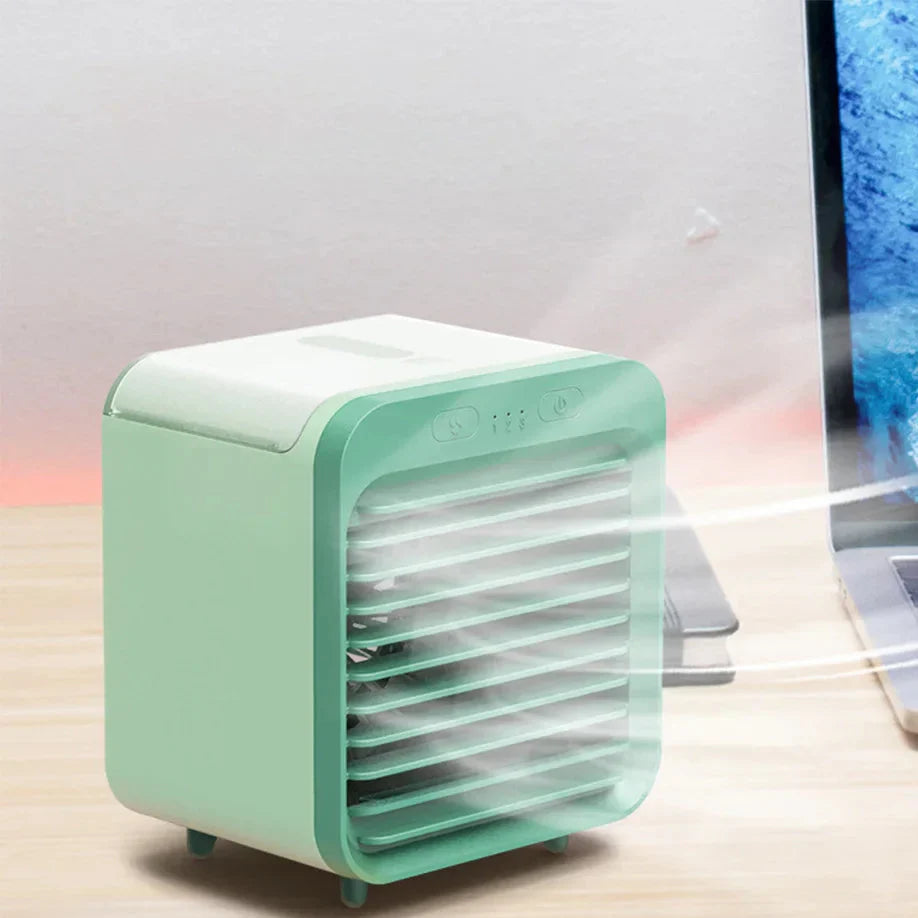 Carvallo Mini AirCooler | Bärbar 3-i-1 USB-fläkt med luftfuktare och kylfunktion | 3 lägen | 2500 mAh batteri | För kontor, resor och hem Carvallo