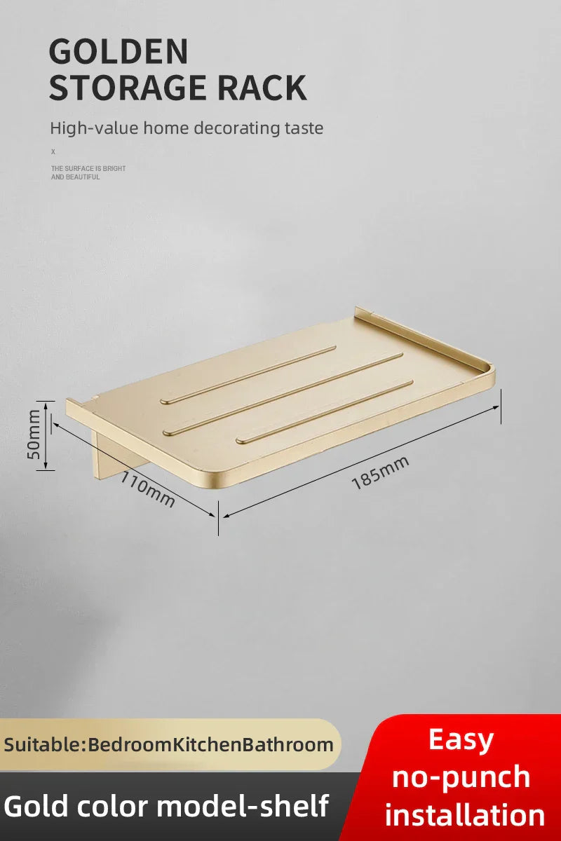 Carvallo DuschLine Duschablage Svart | Vägghylla i ABS-plast | Utan borrning | Med mobilhållare | Modernt bad-organisationstalanger Carvallo