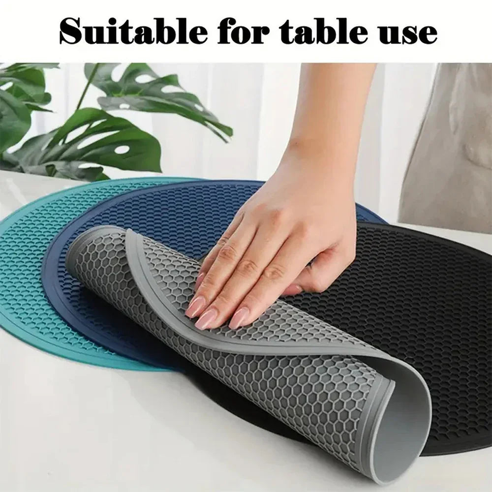 Carvallo-underlägg HexaGrip 25 | Ø 25 cm | Värmebeständig bikake-matta | Rutschfri & flexibel | För kastruller, stekpannor & tallrikar Carvallo