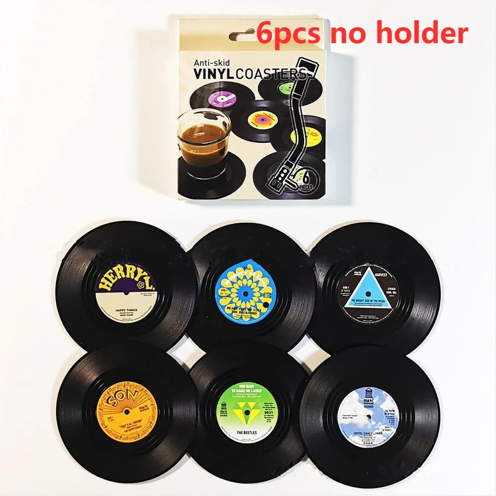 Retro Vinyl Coasters Set - Skydda din möbel med musikalisk stil Carvallo