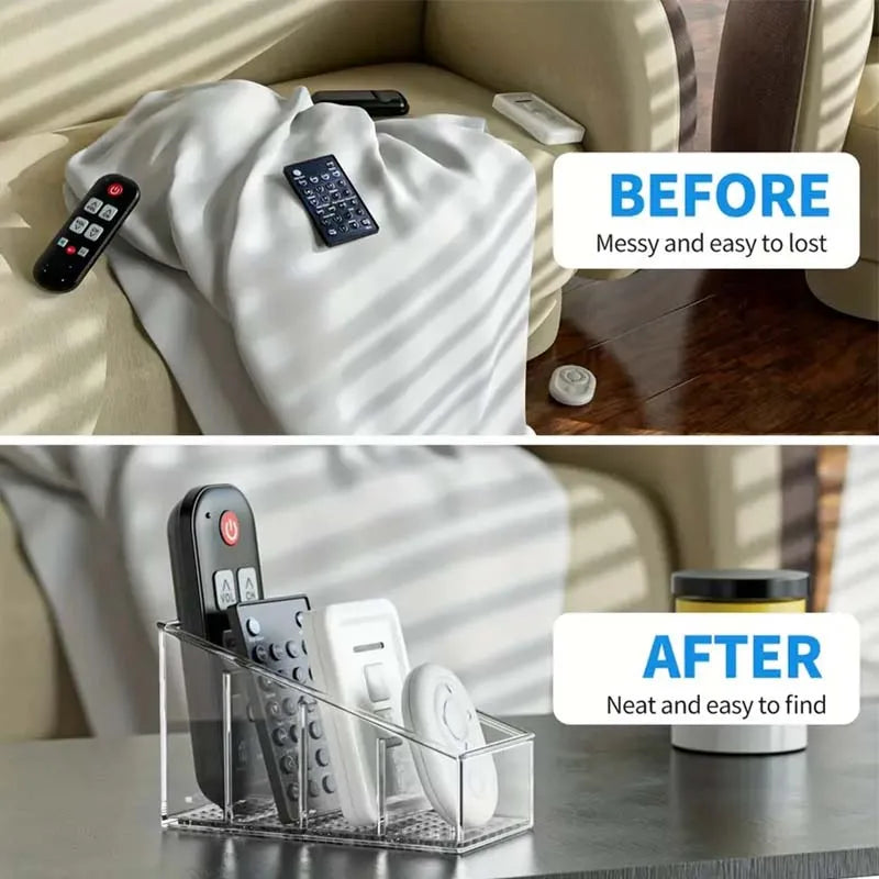 Carvallo Organizer BambuGrid 4-fack | Fjärrkontrollhållare & Förvaringsbox | Bambu & Plast | För Kontor, Bad & Vardagsrum Carvallo