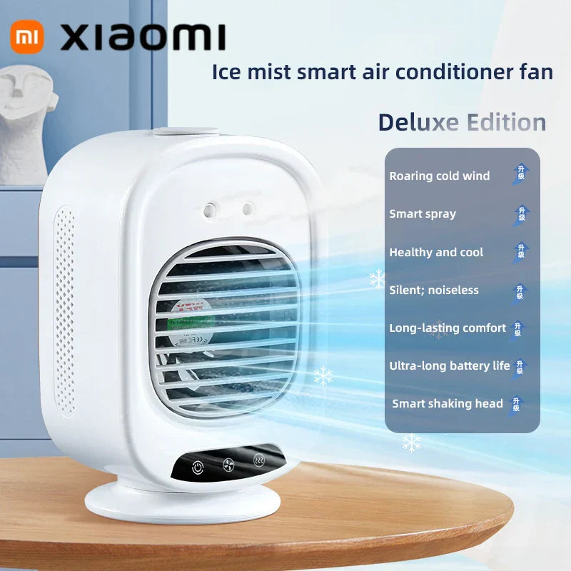 Carvallo Coolivia BreezeLight | 3-i-1 Mini-klimatanläggning, fläkt & luftfuktare | Med LED-stämningsljus & USB-anslutning Carvallo