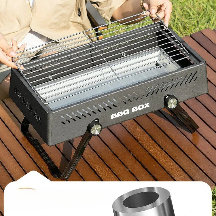 Carvallo Bärbar BBQ-ugn för trädgård och camping | Multifunktionell & Kompakt | För utomhusmatlagning utan kol | 47 × 28,5 × 22,5 cm Carvallo