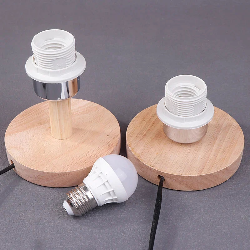 Royallure Trä Bordslampa Bas med E27 Fäste & På/Av Switch för Hemljus Carvallo