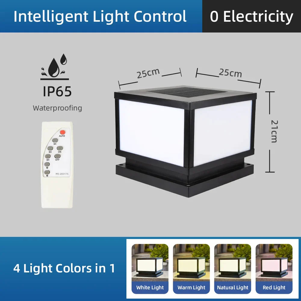 Carvallo PillarGlow Solarljusstolpe LED med fjärrkontroll & timer – IP65 Vattentålig Carvallo