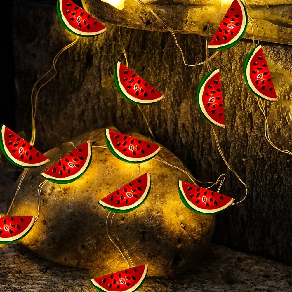 Carvallo Vattenmelon Ljuskedja | 20 LEDs | Batteridriven & Färgglad | 2 Meter | Sommar-dekor för Trädgård & Fest Carvallo